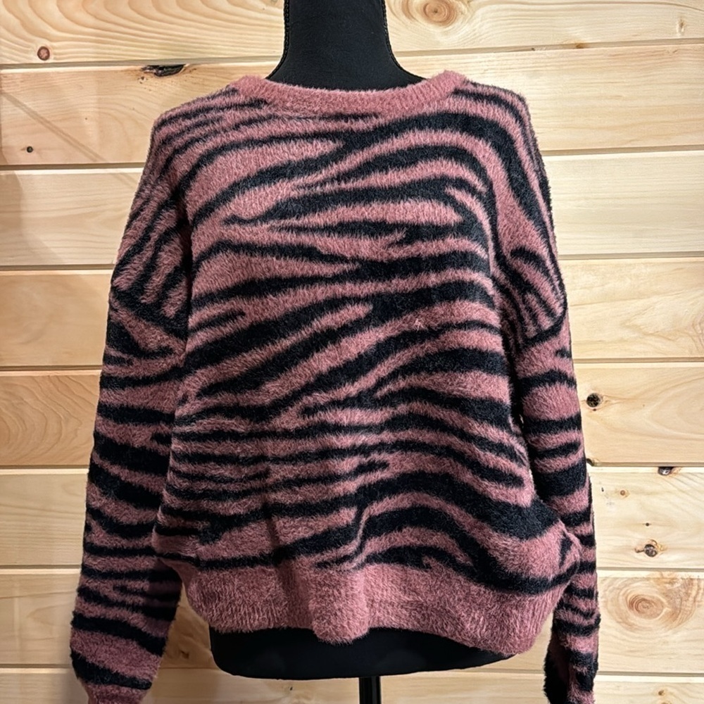 Express Pink and Black Zebra Sweater